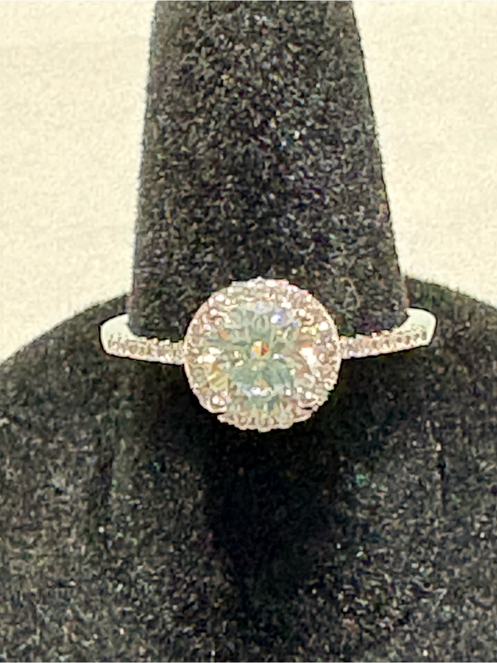 Silver Halo Ring with Moissanite Stone